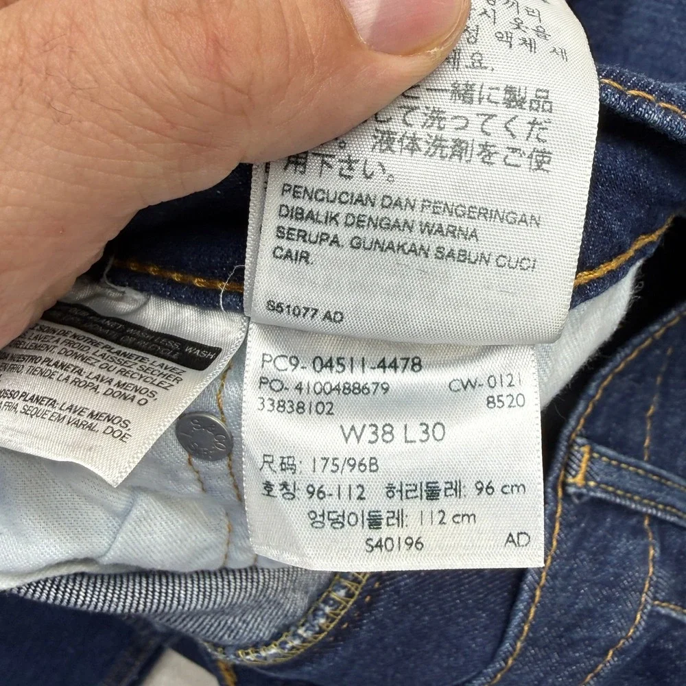 Levi's‎ 511 Slim Fit Jeans Mens 38x30 511 Distressed Sashiko Stitching Stretch